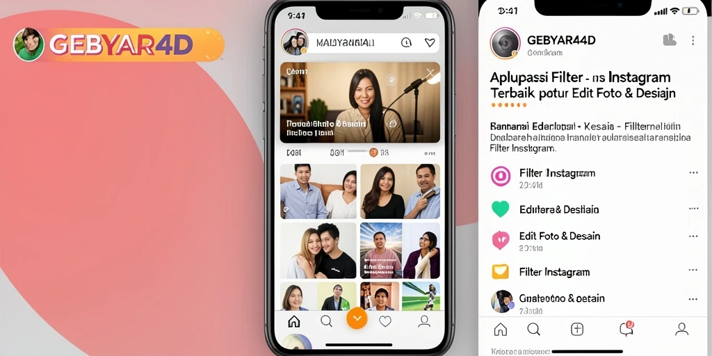 Antarmuka GEBYAR4D menampilkan berbagai filter Instagram menarik.