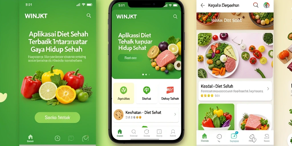 Screenshot antarmuka aplikasi WINJKT yang menawan untuk Diet Sehat.